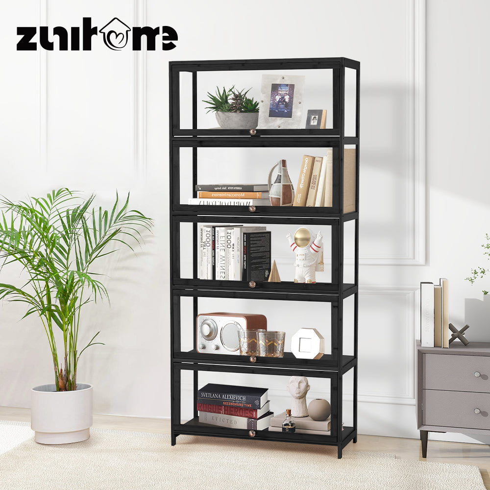 ZUNI 5-Tier Display Cabinet Storage Stand Rack White/Natural/Grey/Black - Sunyee