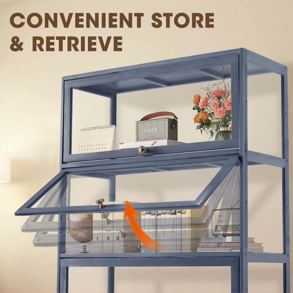 ZUNI 5-Tier Display Cabinet Storage Stand Rack White/Natural/Grey/Black - Sunyee