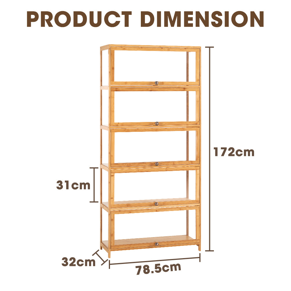 ZUNI 5-Tier Display Cabinet Storage Stand Rack White/Natural/Grey/Black - Sunyee