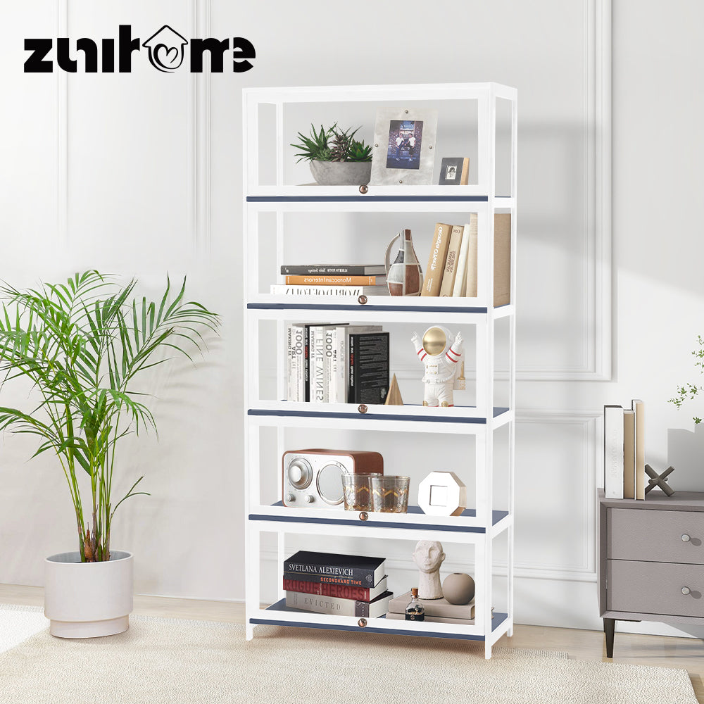 ZUNI 5-Tier Display Cabinet Storage Stand Rack White/Natural/Grey/Black - Sunyee