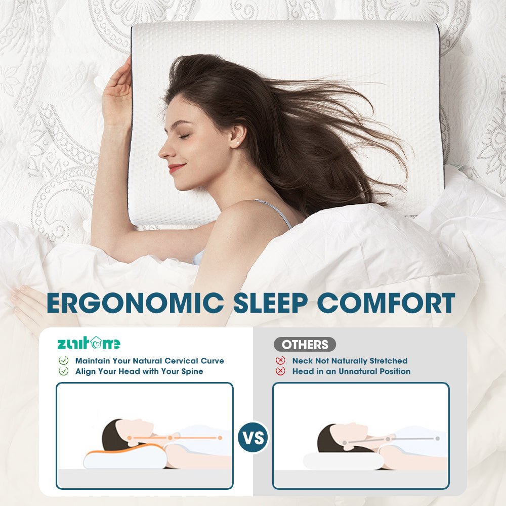 ZUNI Memory Foam Pillow High Low Side Sleeping Ergonomic Design Health 55/60CM - Sunyee