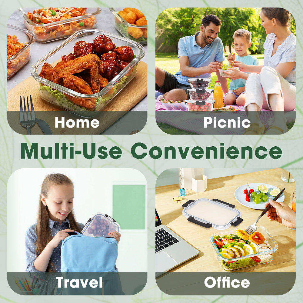 ZUNI Glass Food Container with Lid Airtight Meal Pre Storage - Sunyee