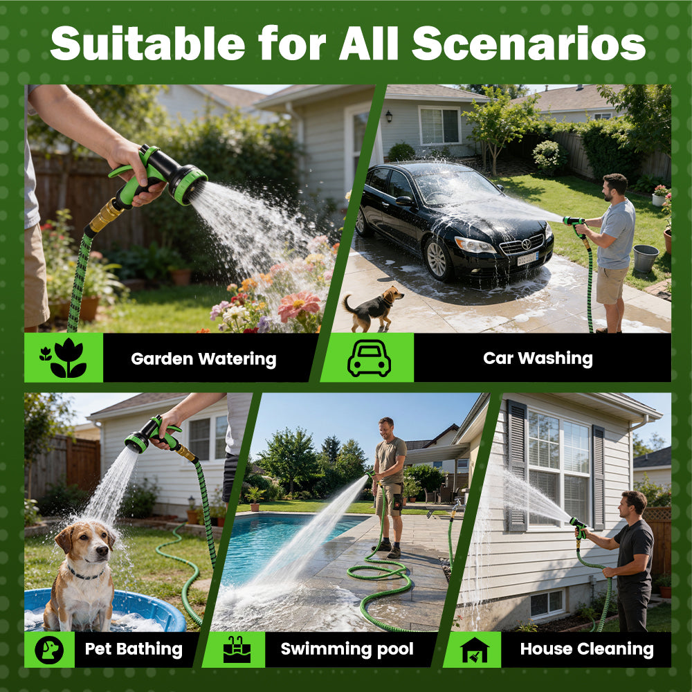 ZUNI Flexible Garden Water Hose 10 Function Spray Nozzle