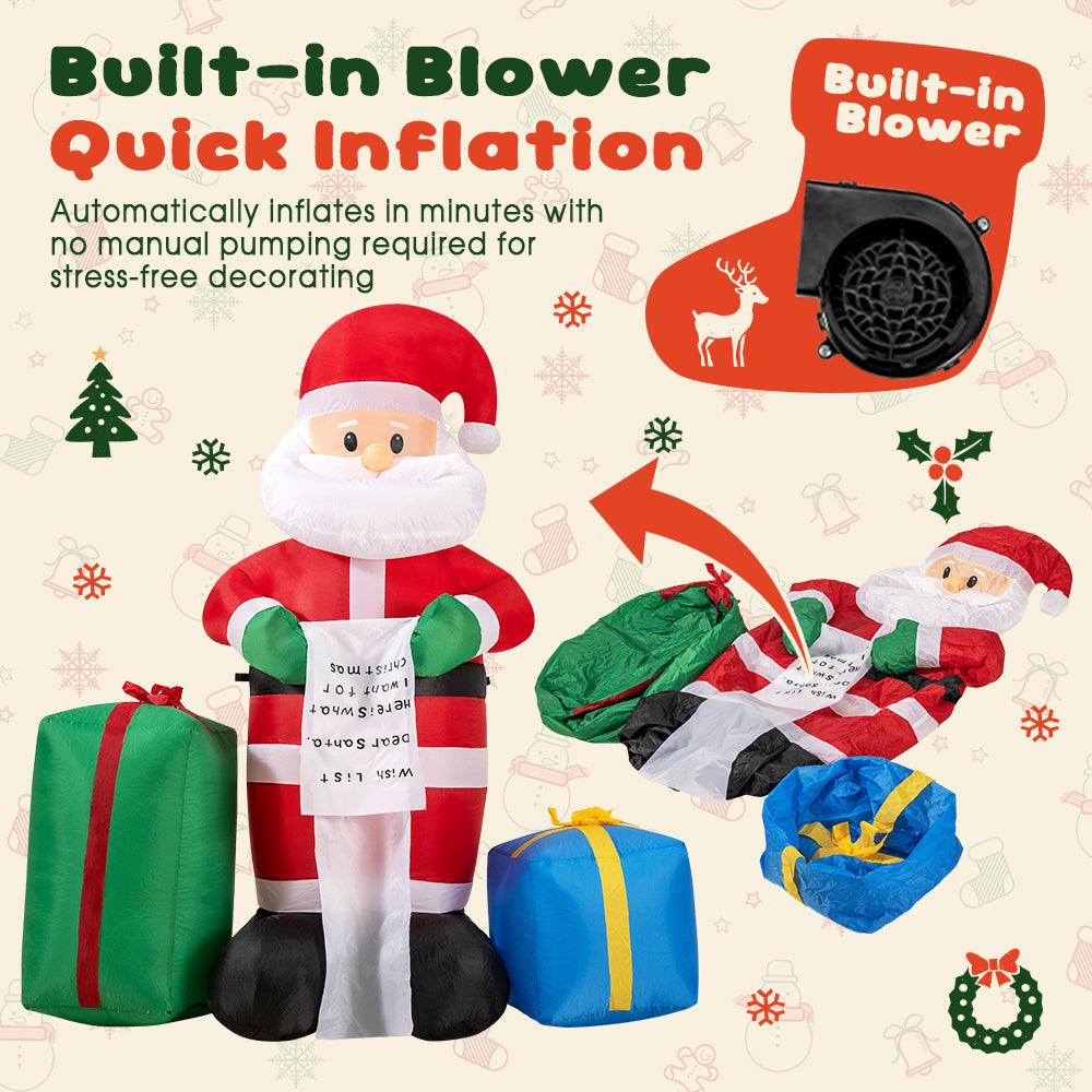 ZUNI Christmas Inflatable 1.8M Santa Xmas Outdoor Decoration LED Lights - Sunyee