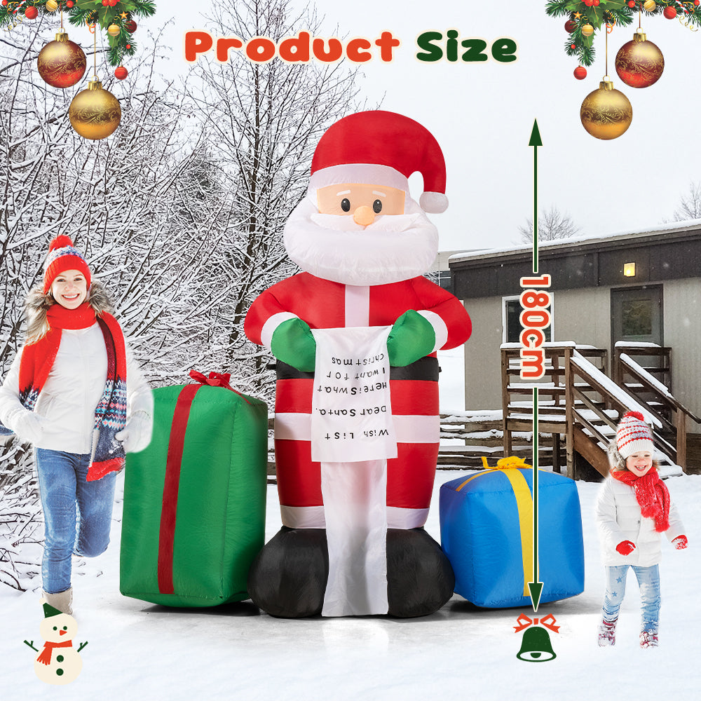 ZUNI Christmas Inflatable 1.8M Santa Xmas Outdoor Decoration LED Lights - Sunyee