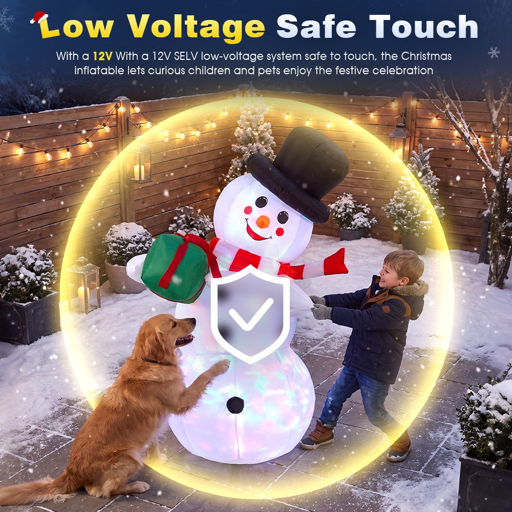 ZUNI Christmas Inflatable 1.2M Snowman Xmas Decorations Colourful LED Lights