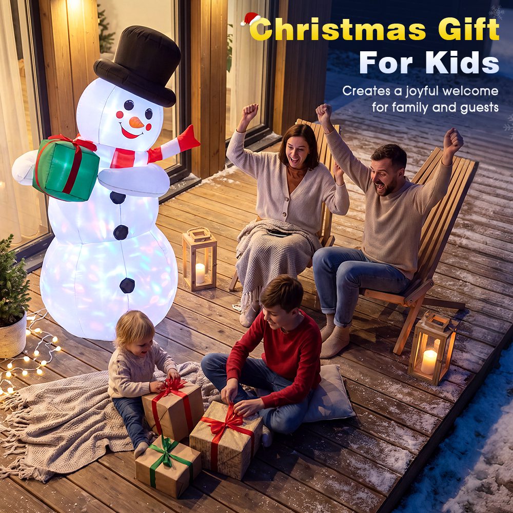 ZUNI Christmas Inflatable 1.2M Snowman Xmas Decorations Colourful LED Lights