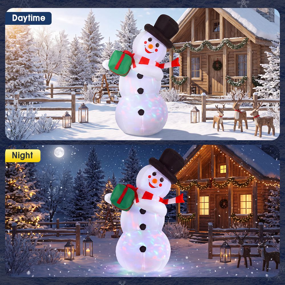 ZUNI Christmas Inflatable 1.2M Snowman Xmas Decorations Colourful LED Lights