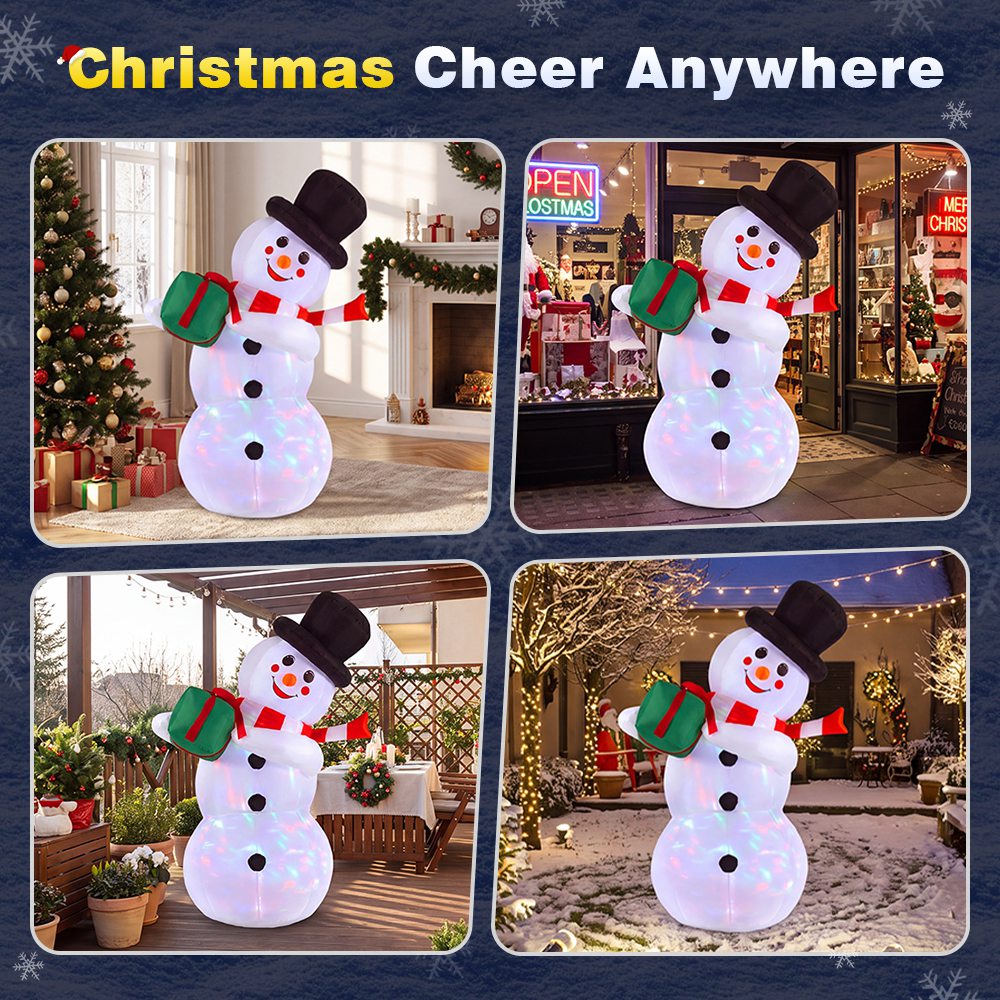 ZUNI Christmas Inflatable 1.2M Snowman Xmas Decorations Colourful LED Lights