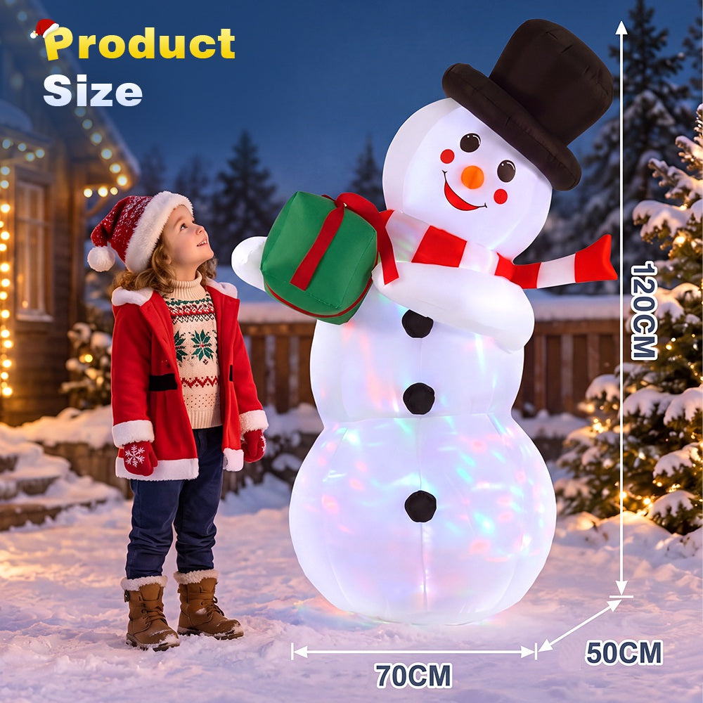 ZUNI Christmas Inflatable 1.2M Snowman Xmas Decorations Colourful LED Lights