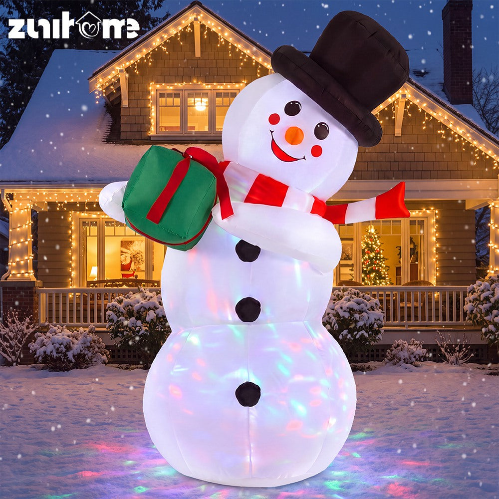 ZUNI Christmas Inflatable 1.2M Snowman Xmas Decorations Colourful LED Lights