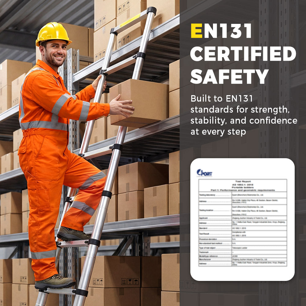 ZUNI 2/2.6/3.2/3.8M Telescopic Aluminium Ladder 150kg Load for Home& Work - Sunyee