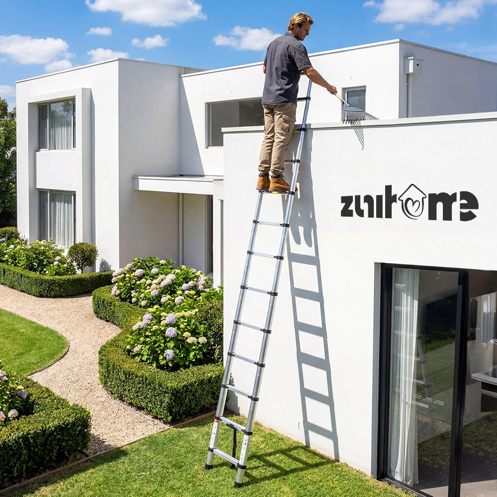 ZUNI 2/2.6/3.2/3.8M Telescopic Aluminium Ladder 150kg Load for Home& Work - Sunyee