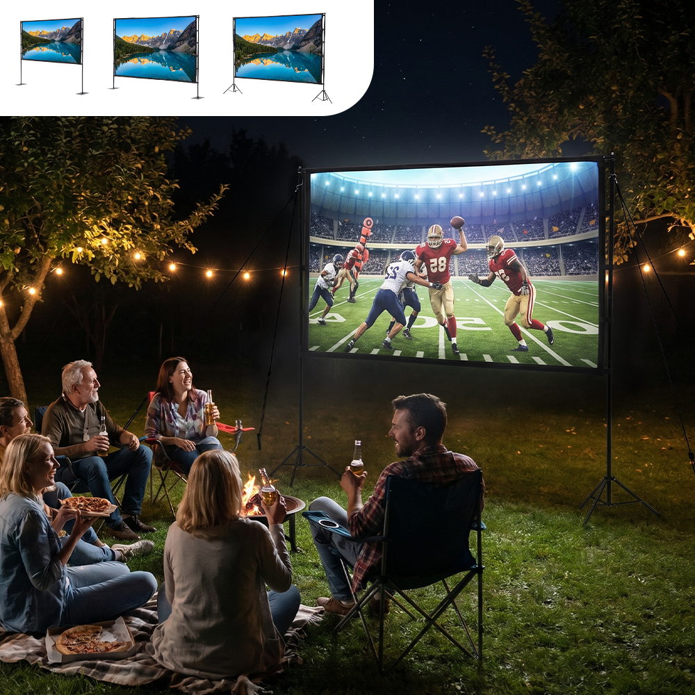 ZUNI Projector Screen with Stand 1080P 160° Wide Viewing for Indoor Outdoor - Sunyee