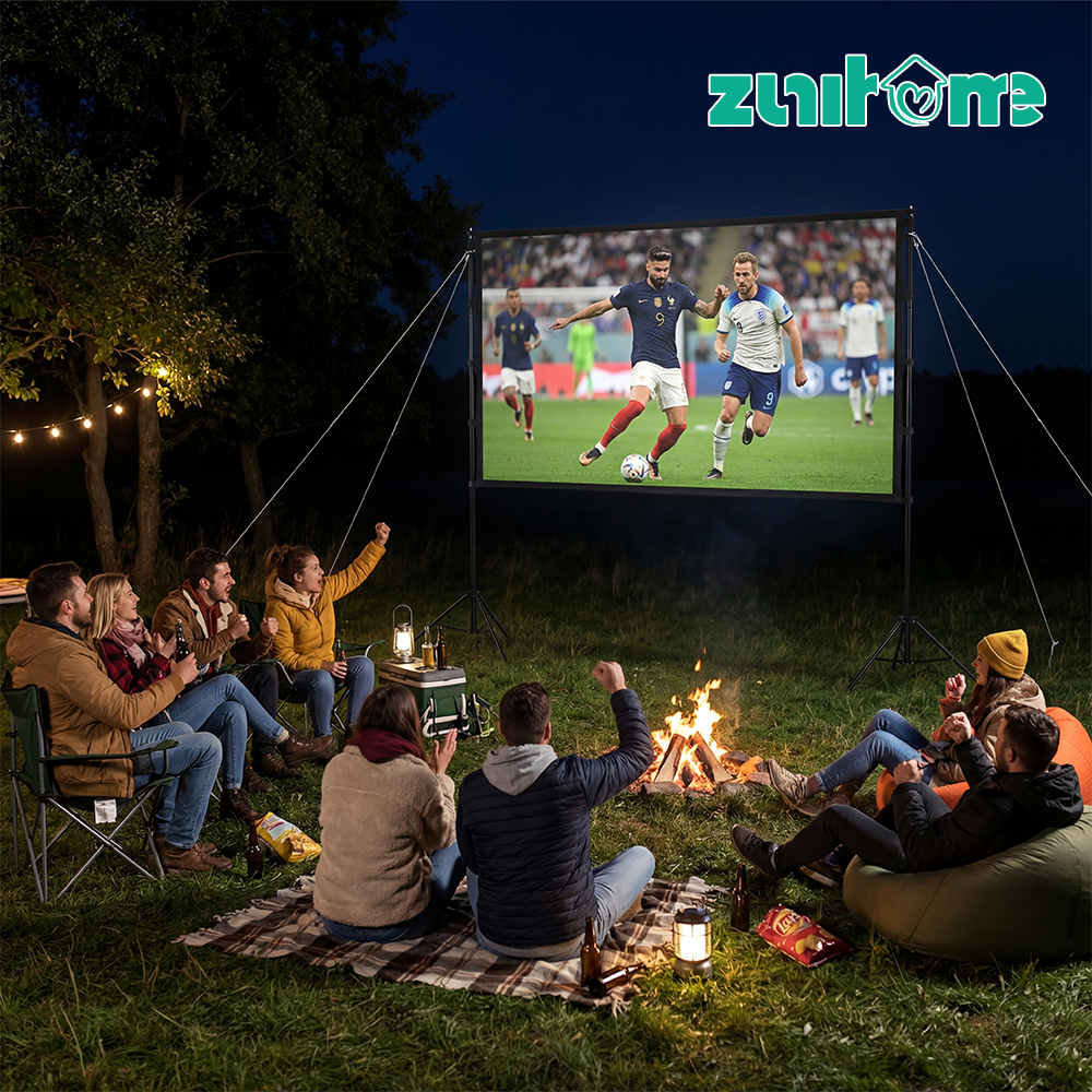 ZUNI Projector Screen with Stand 1080P 160° Wide Viewing for Indoor Outdoor - Sunyee