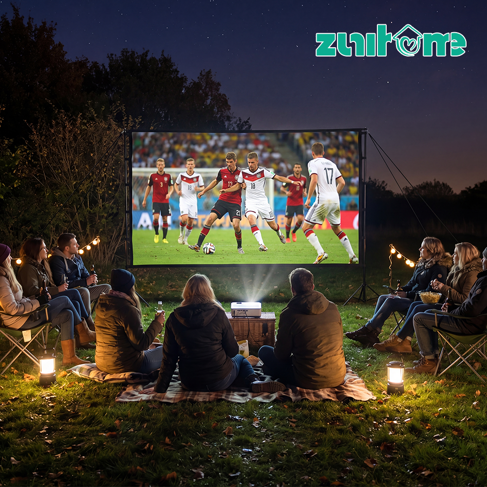 ZUNI Projector Screen with Stand 1080P 160° Wide Viewing for Indoor Outdoor - Sunyee