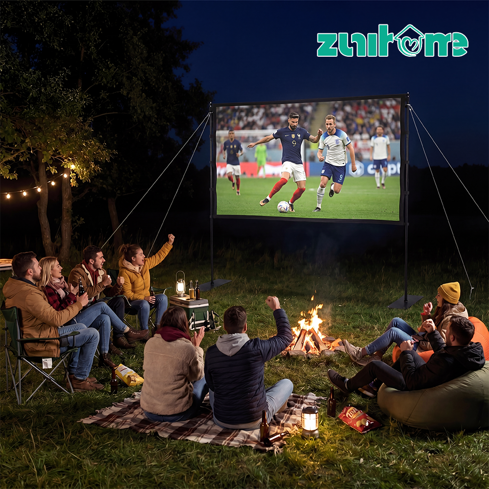ZUNI Projector Screen with Stand 1080P 160° Wide Viewing for Indoor Outdoor - Sunyee