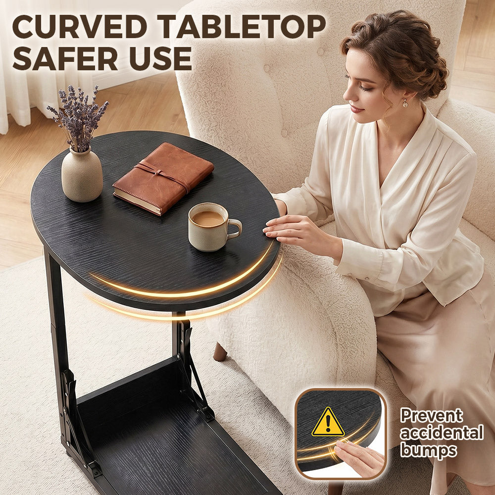 ZUNI C-Shaped End Table Foldable Side Table for Bedroom Living Room