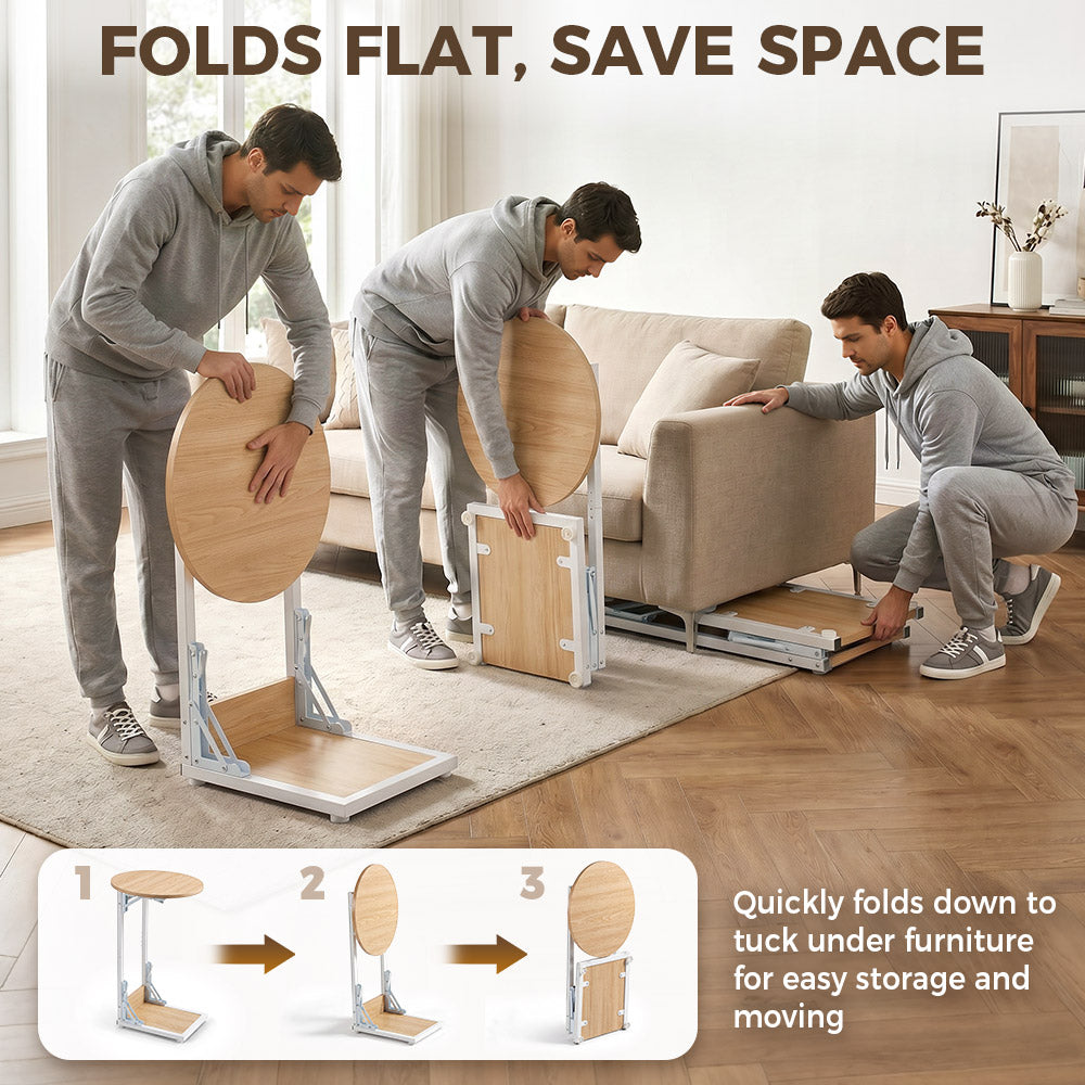 ZUNI C-Shaped End Table Foldable Side Table for Bedroom Living Room