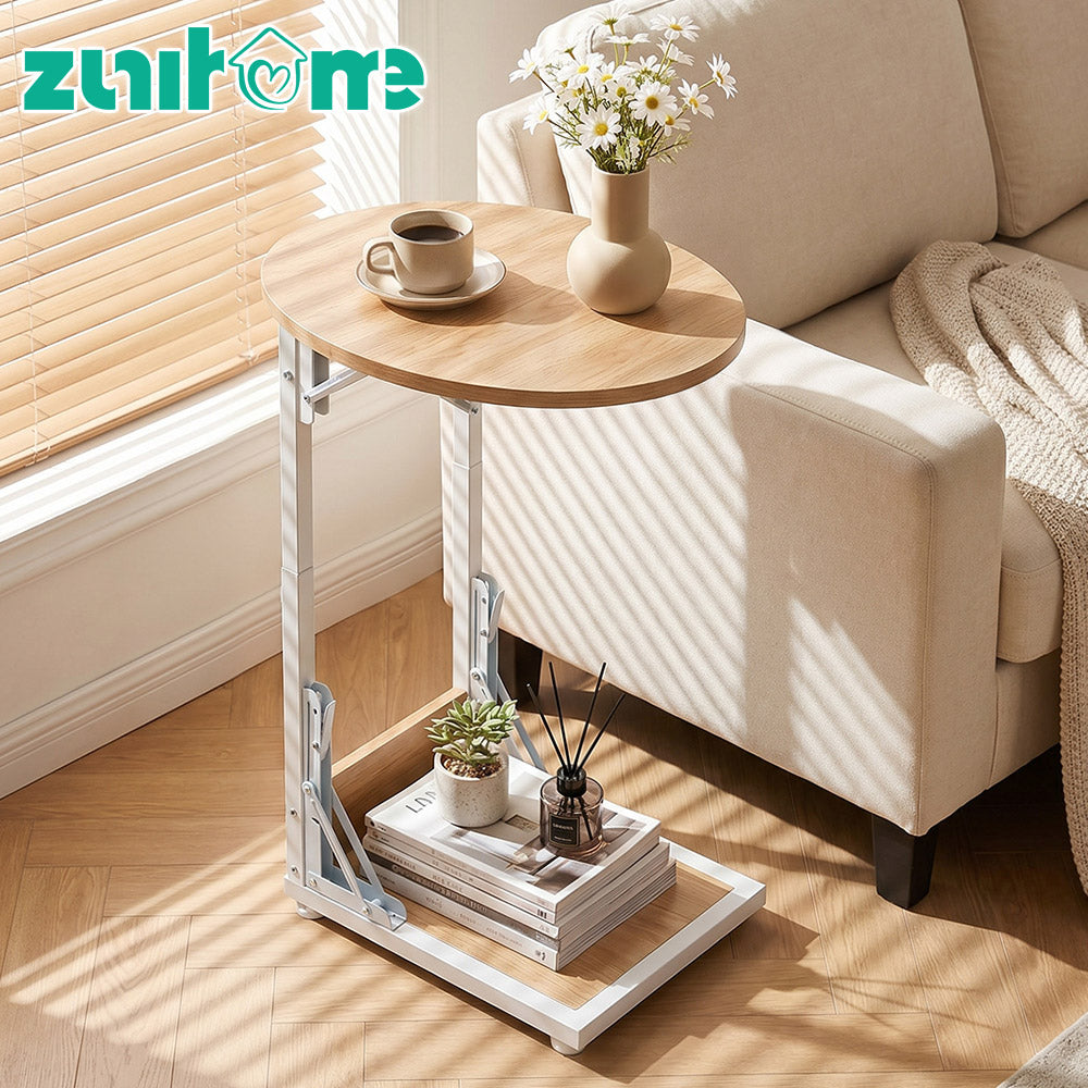ZUNI C-Shaped End Table Foldable Side Table for Bedroom Living Room