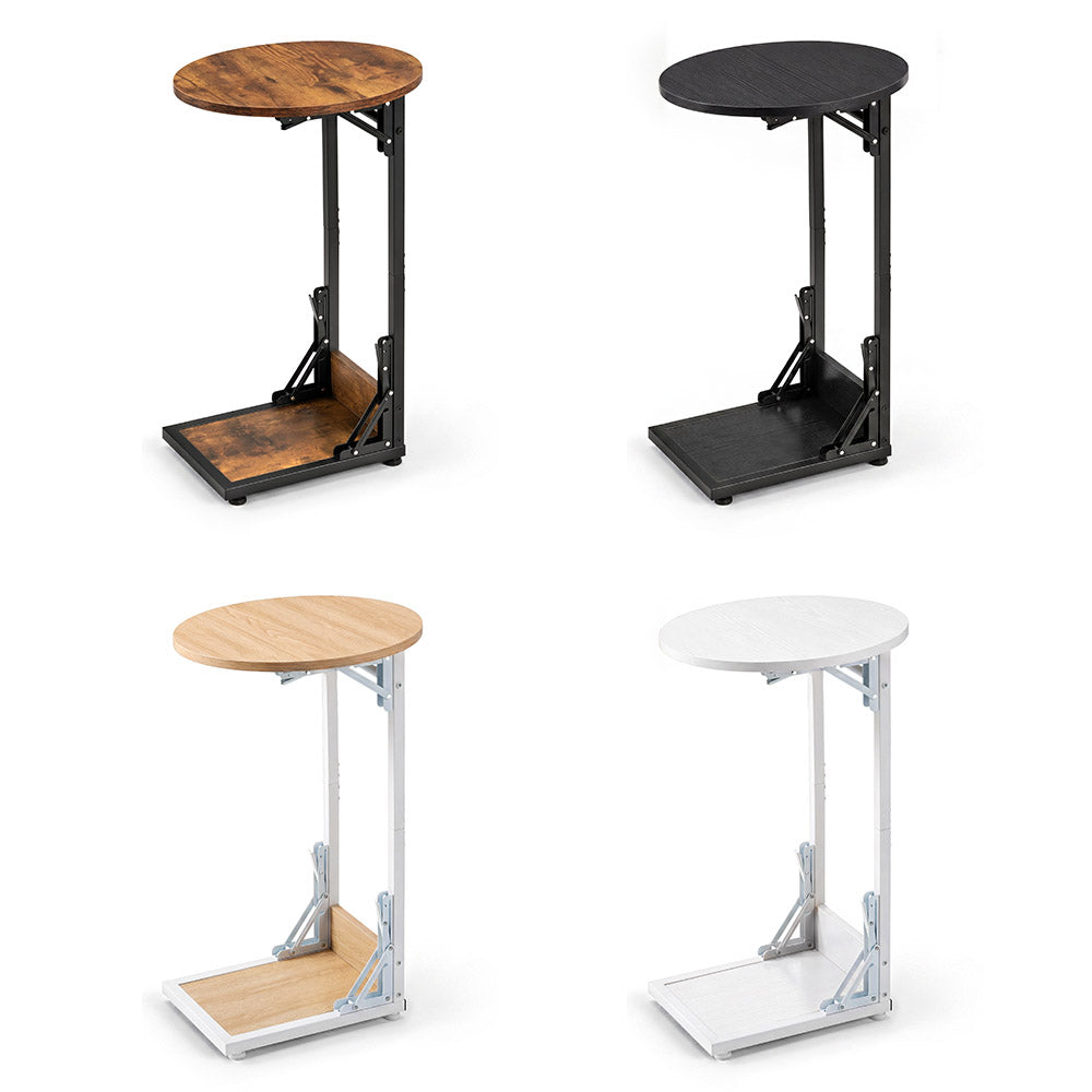 ZUNI C-Shaped End Table Foldable Side Table for Bedroom Living Room