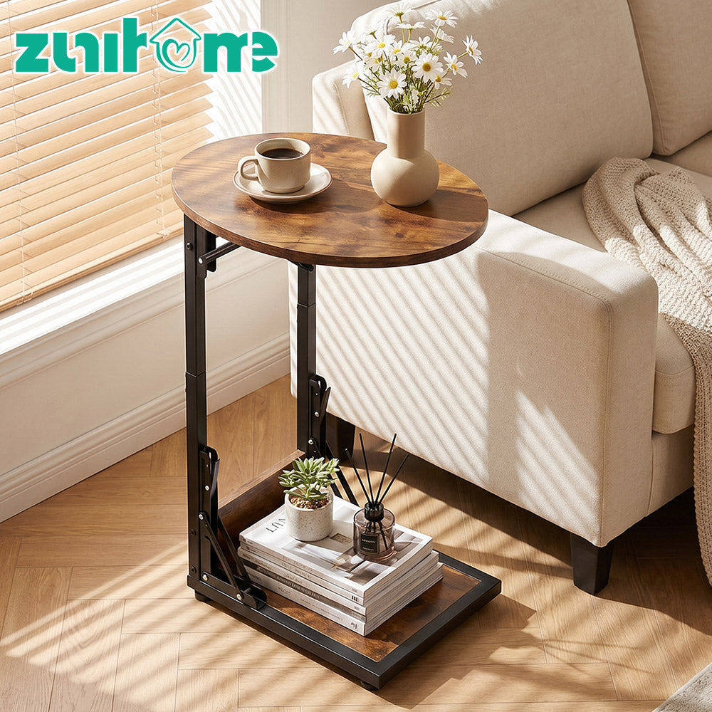 ZUNI C-Shaped End Table Foldable Side Table for Bedroom Living Room