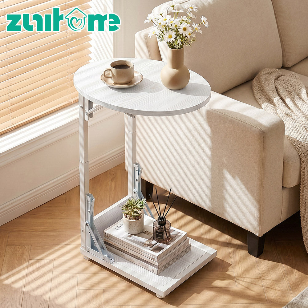 ZUNI C-Shaped End Table Foldable Side Table for Bedroom Living Room
