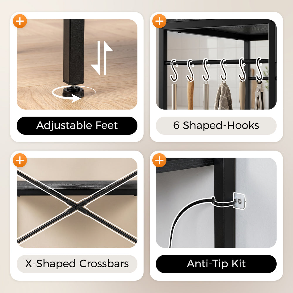 ZUNI Kitchen Bakers Rack with Power Outlet