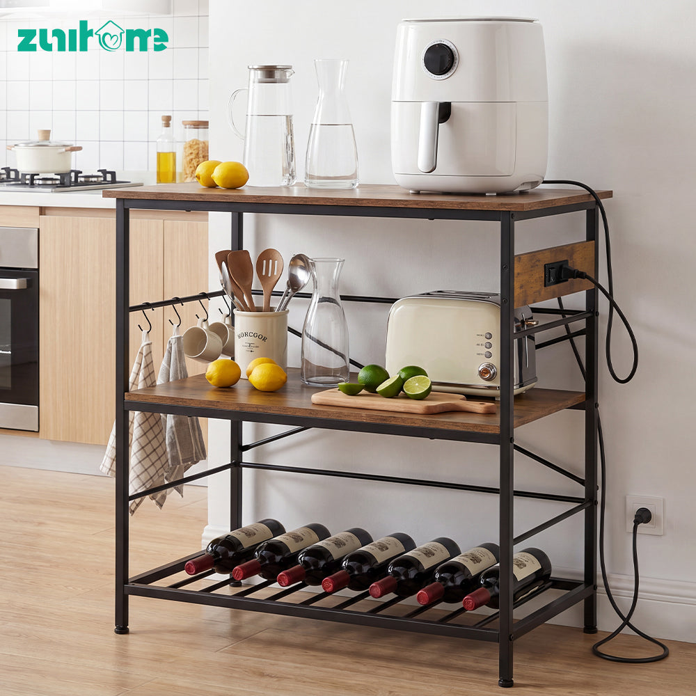 ZUNI Kitchen Bakers Rack with Power Outlet