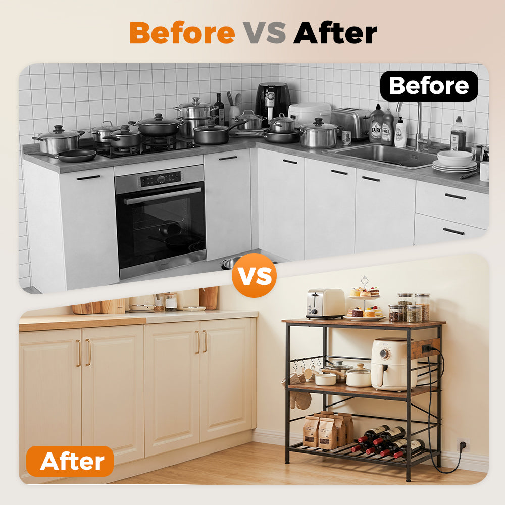 ZUNI Kitchen Bakers Rack with Power Outlet