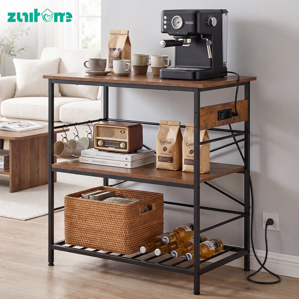 ZUNI Kitchen Bakers Rack with Power Outlet